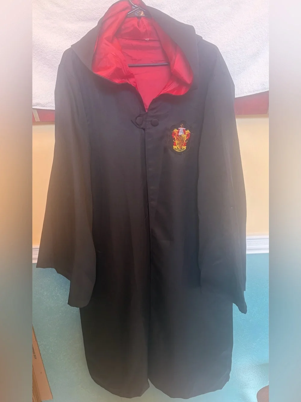 Harry Potter Black Coat with Red Lining and Gryffindor Patch